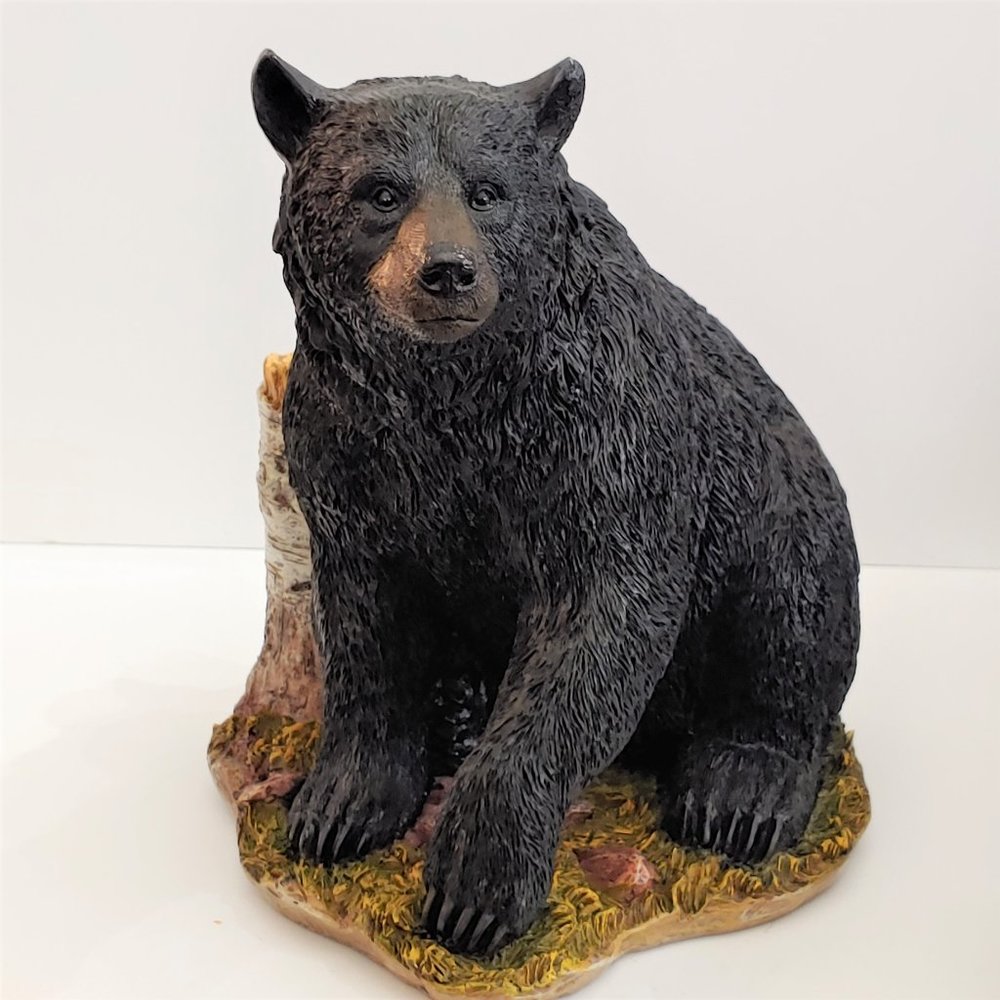 Black Bear Leaning Against A Forest Stump